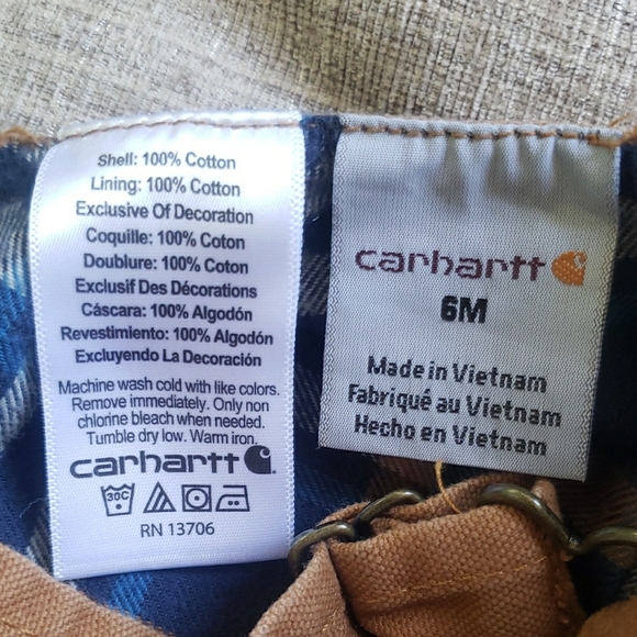 Carhartt Tan Baby  Overalls Size 6M - Picture 5 of 5